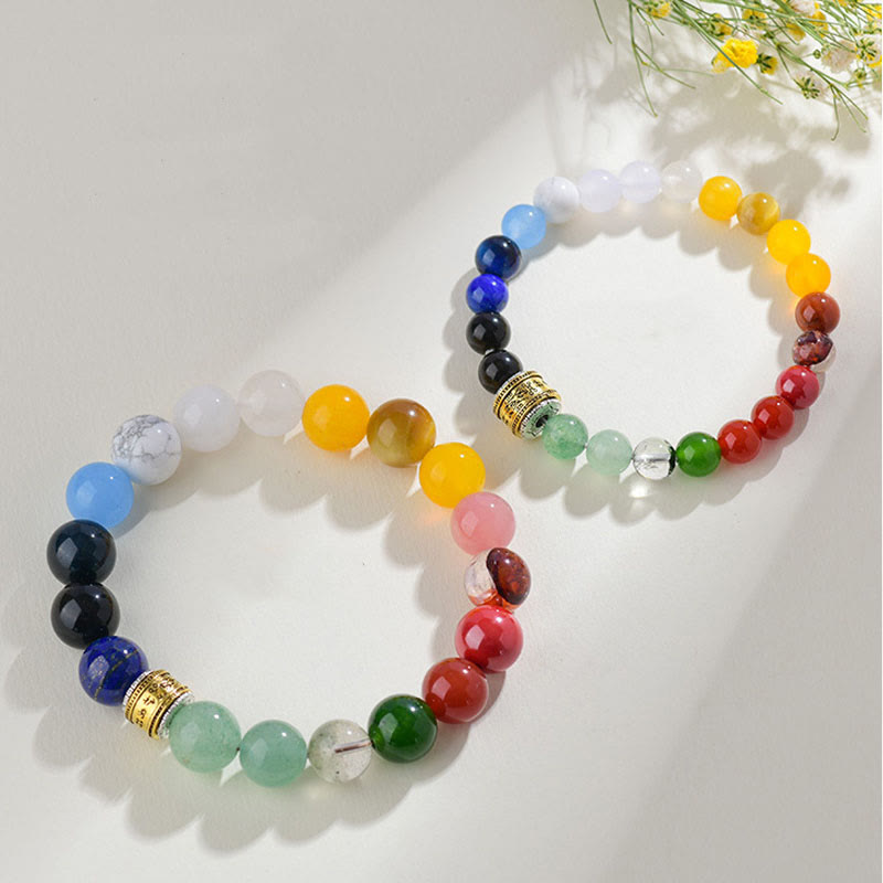 Wear FengShui Five Elements Various Agate Crystal Red Agate Gold Sheen Obsidian Yellow Agate Luck Bracelet