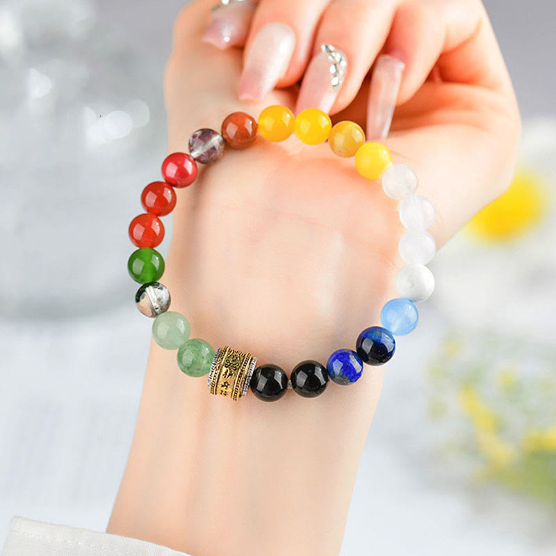 Wear FengShui Five Elements Various Agate Crystal Red Agate Gold Sheen Obsidian Yellow Agate Luck Bracelet