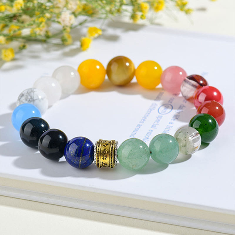 Wear FengShui Five Elements Various Agate Crystal Red Agate Gold Sheen Obsidian Yellow Agate Luck Bracelet