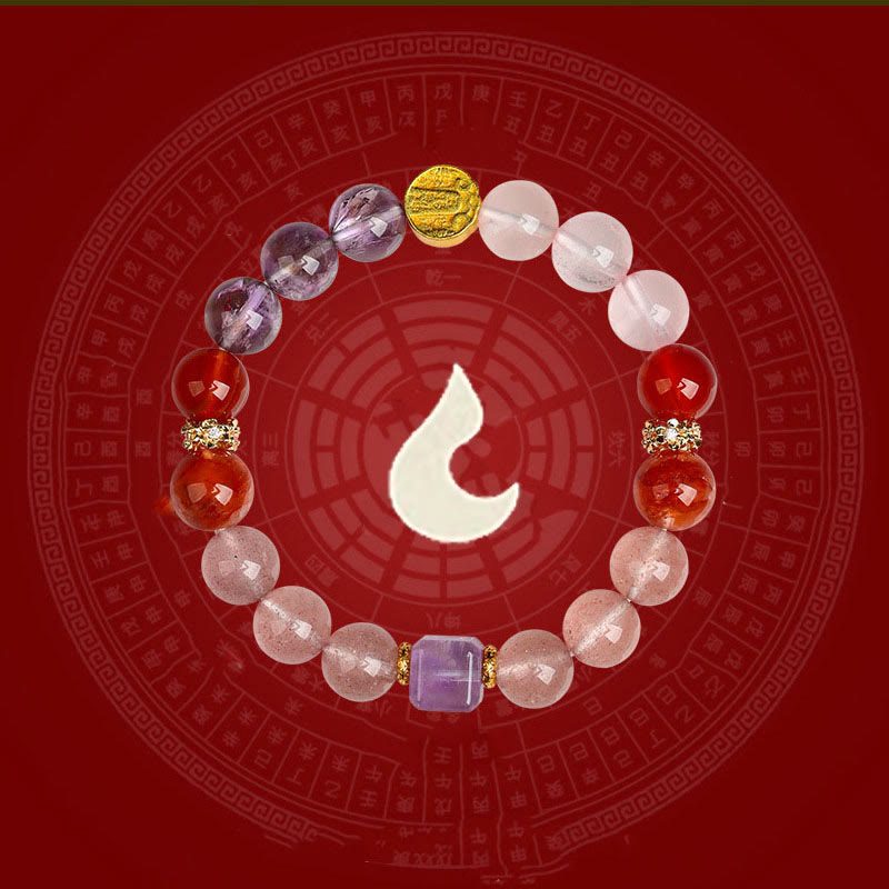 Wear FengShui Five Elements Various Agate Crystal Green Phantom Rutilated Quartz Green Grape Agate Malachite Luck Bracelet