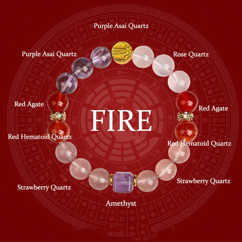 Wear FengShui Five Elements Various Agate Crystal Green Phantom Rutilated Quartz Green Grape Agate Malachite Luck Bracelet