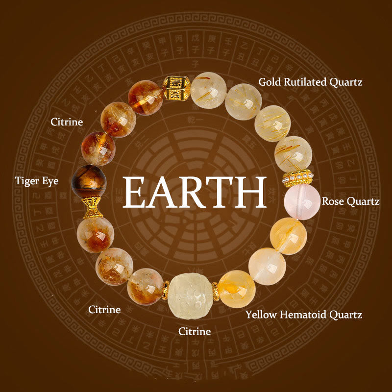 Wear FengShui Five Elements Various Agate Crystal Green Phantom Rutilated Quartz Green Grape Agate Malachite Luck Bracelet