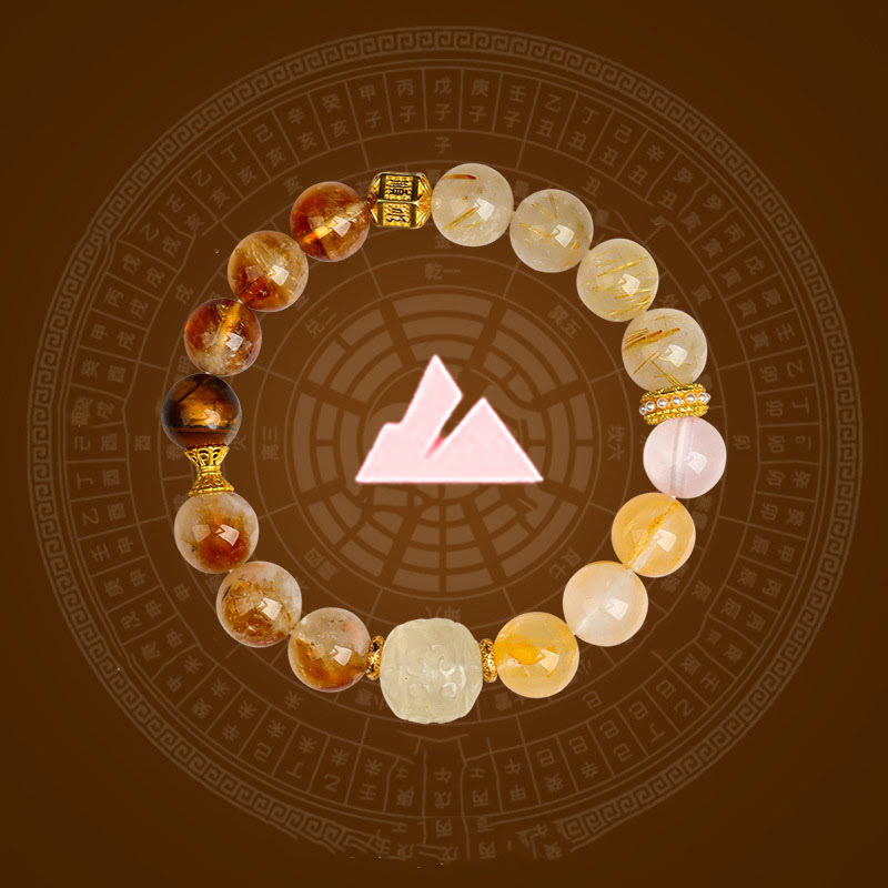 Wear FengShui Five Elements Various Agate Crystal Green Phantom Rutilated Quartz Green Grape Agate Malachite Luck Bracelet