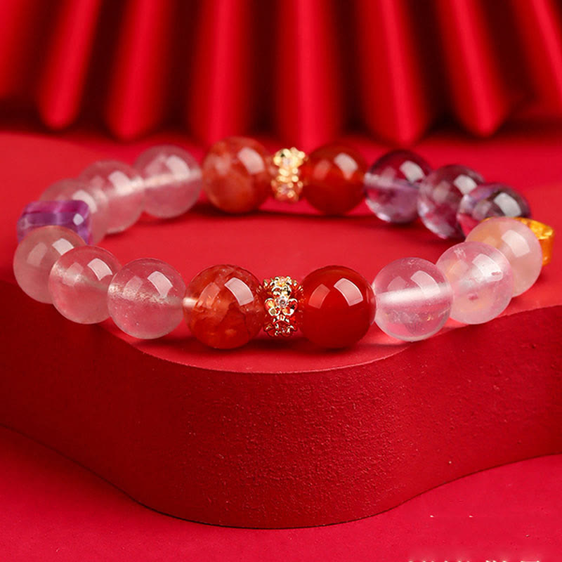 Wear FengShui Five Elements Various Agate Crystal Green Phantom Rutilated Quartz Green Grape Agate Malachite Luck Bracelet