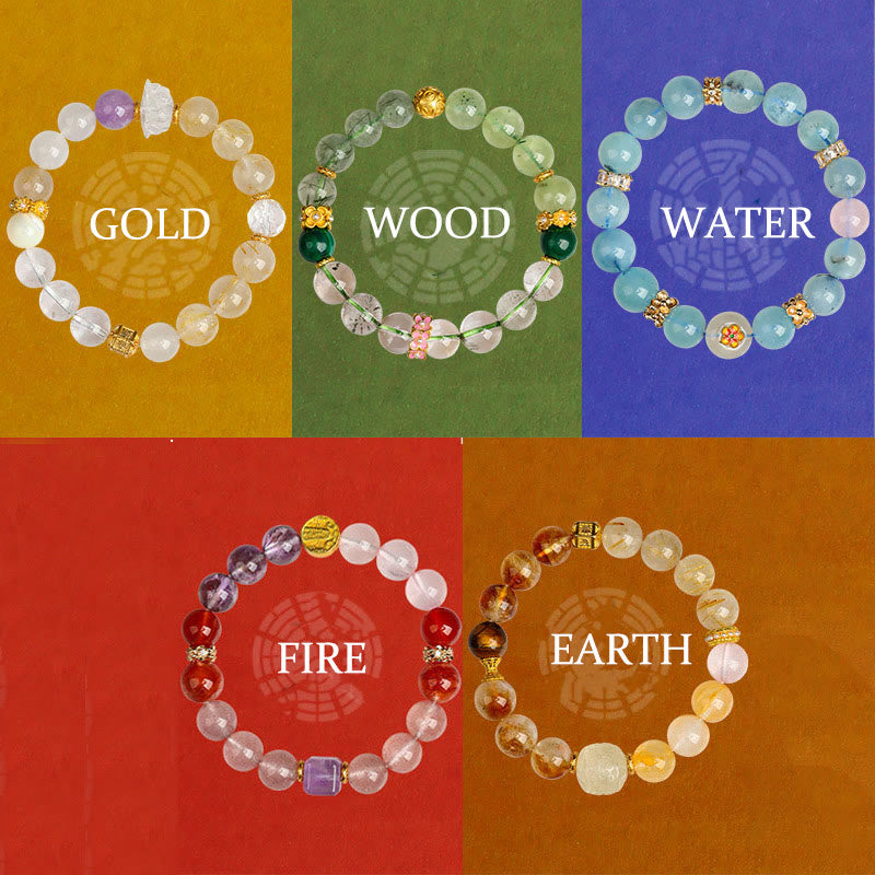 Wear FengShui Five Elements Various Agate Crystal Green Phantom Rutilated Quartz Green Grape Agate Malachite Luck Bracelet