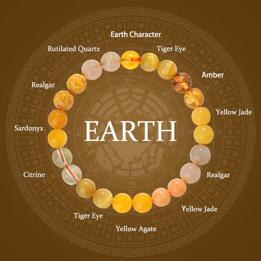 Wear FengShui Five Elements Various Agate Crystal Rutilated Quartz Tiger Eye Yellow Agate Citrine Luck Bracelet