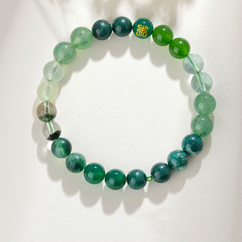 Wear FengShui Five Elements Various Agate Crystal Rutilated Quartz Tiger Eye Yellow Agate Citrine Luck Bracelet