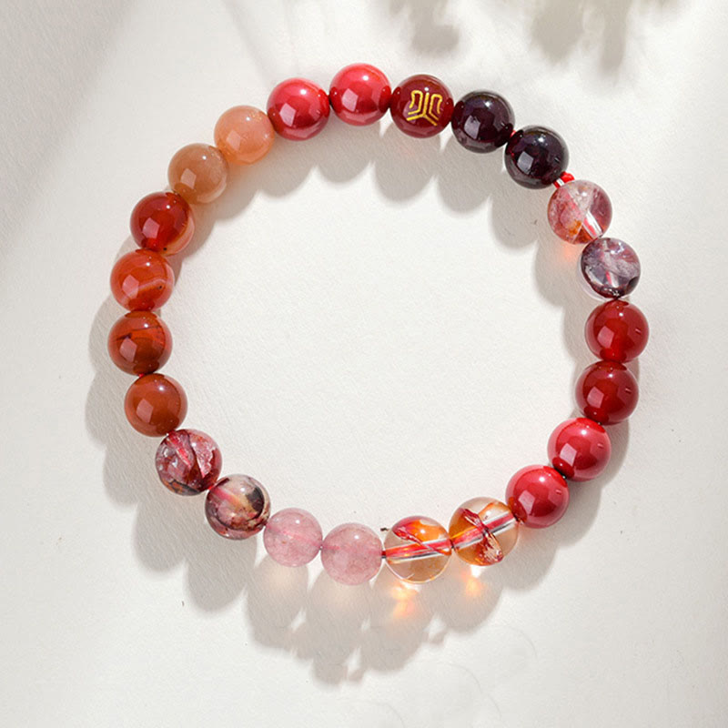 Wear FengShui Five Elements Various Agate Crystal Rutilated Quartz Tiger Eye Yellow Agate Citrine Luck Bracelet