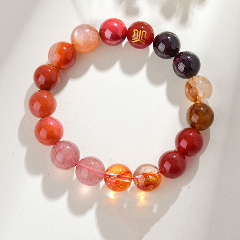 Wear FengShui Five Elements Various Agate Crystal Rutilated Quartz Tiger Eye Yellow Agate Citrine Luck Bracelet