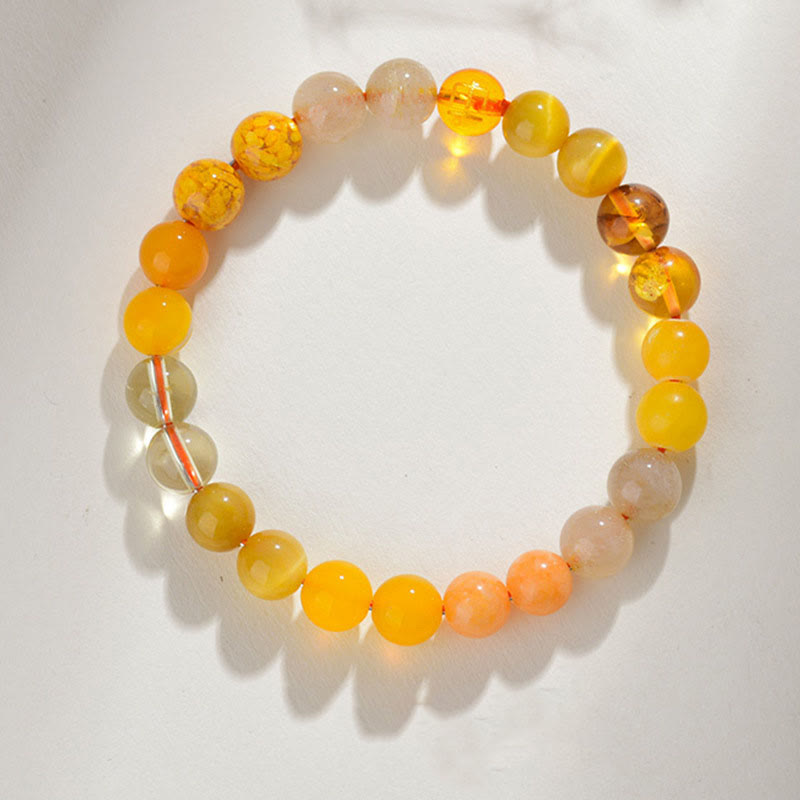 Wear FengShui Five Elements Various Agate Crystal Rutilated Quartz Tiger Eye Yellow Agate Citrine Luck Bracelet