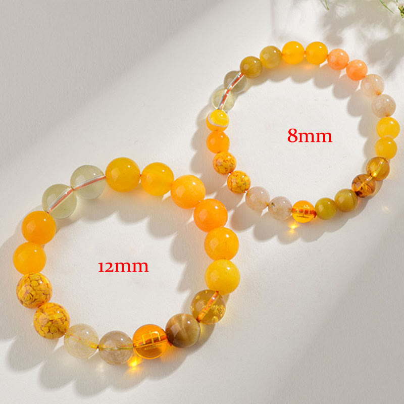 Wear FengShui Five Elements Various Agate Crystal Rutilated Quartz Tiger Eye Yellow Agate Citrine Luck Bracelet