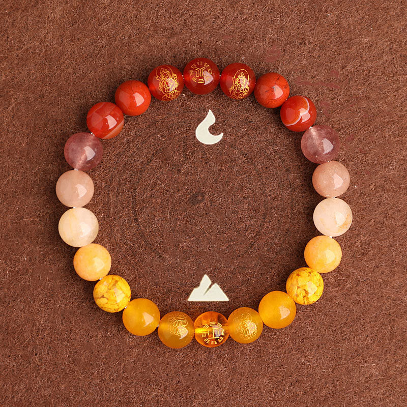 Wear FengShui Five Elements Various Agate Crystal South Red Agate Strawberry Quartz Sun Stone Citrine Luck Bracelet