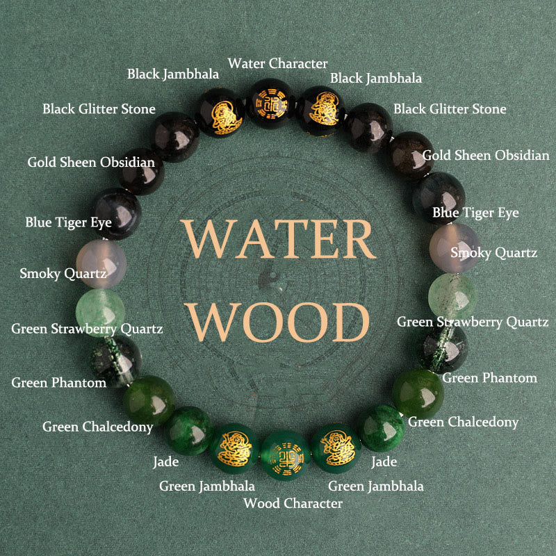 Wear FengShui Five Elements Various Agate Crystal South Red Agate Strawberry Quartz Sun Stone Citrine Luck Bracelet