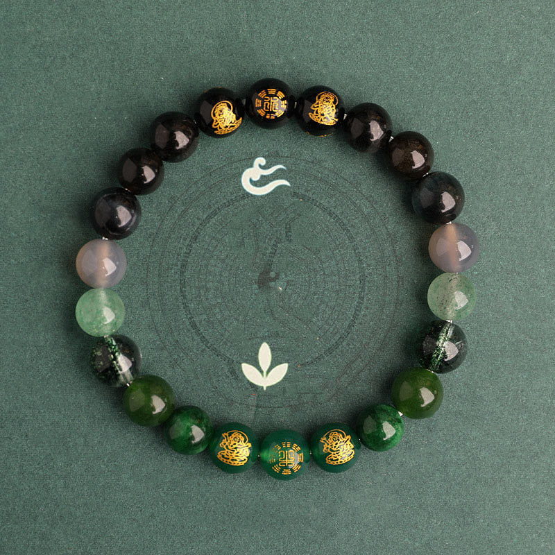Wear FengShui Five Elements Various Agate Crystal South Red Agate Strawberry Quartz Sun Stone Citrine Luck Bracelet