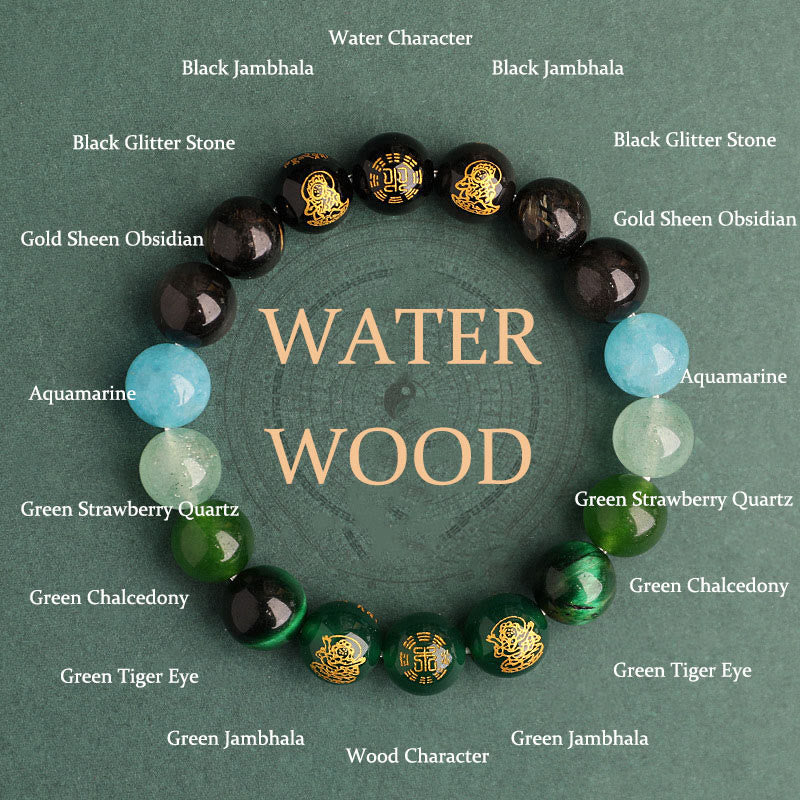Wear FengShui Five Elements Various Agate Crystal South Red Agate Strawberry Quartz Sun Stone Citrine Luck Bracelet