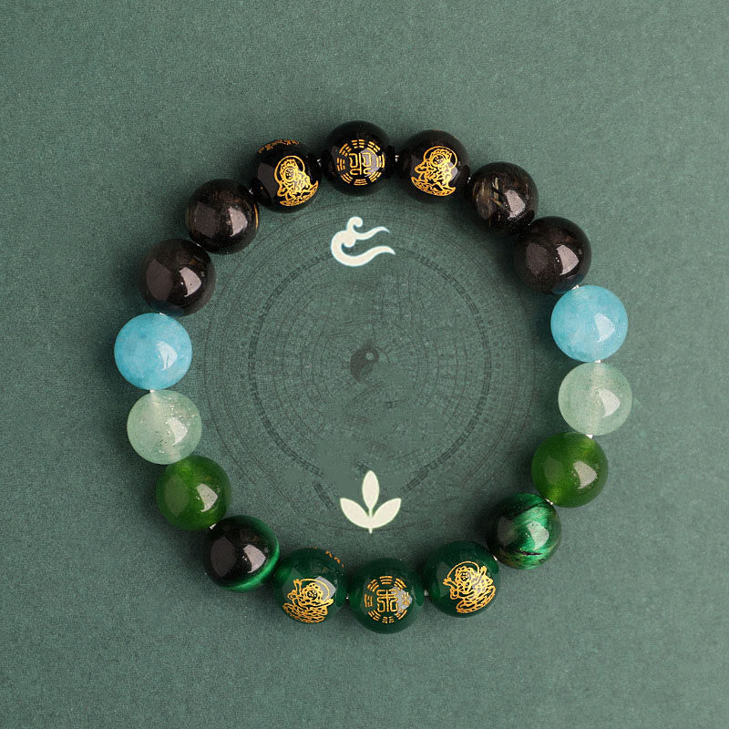 Wear FengShui Five Elements Various Agate Crystal South Red Agate Strawberry Quartz Sun Stone Citrine Luck Bracelet