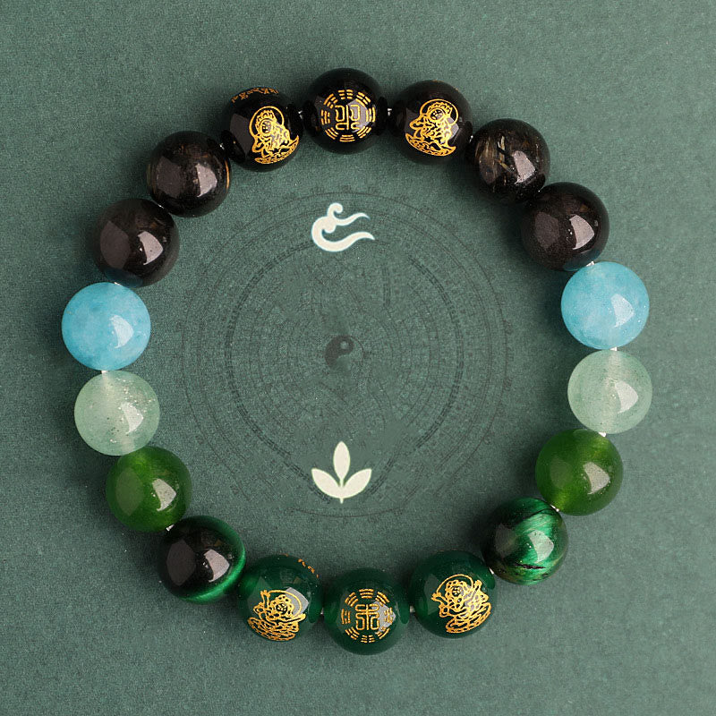 Wear FengShui Five Elements Various Agate Crystal South Red Agate Strawberry Quartz Sun Stone Citrine Luck Bracelet
