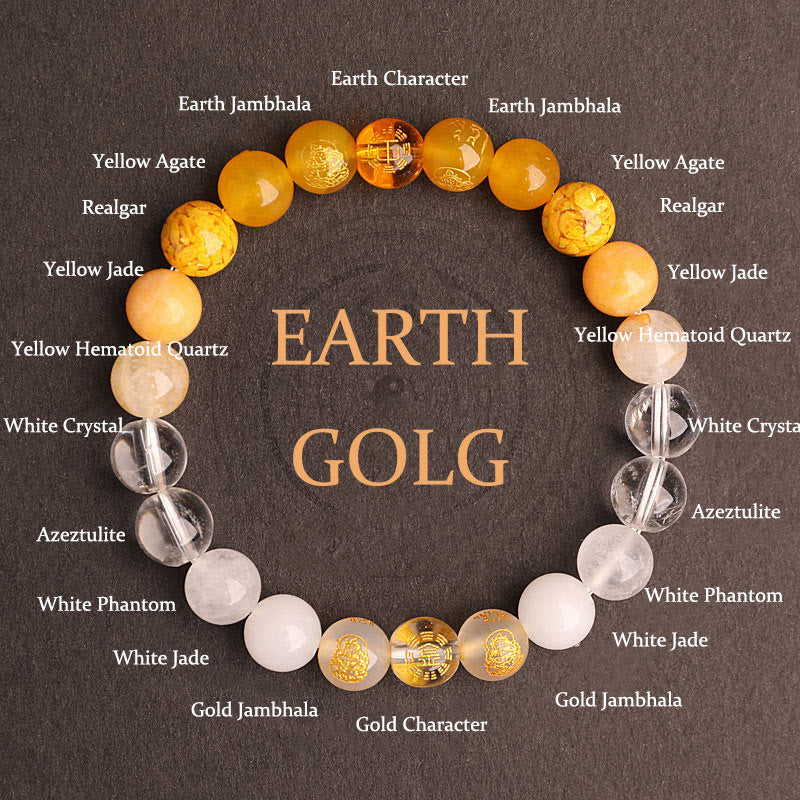 Wear FengShui Five Elements Various Agate Crystal South Red Agate Strawberry Quartz Sun Stone Citrine Luck Bracelet