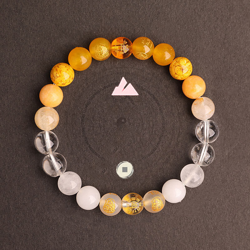 Wear FengShui Five Elements Various Agate Crystal South Red Agate Strawberry Quartz Sun Stone Citrine Luck Bracelet