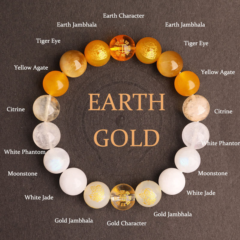Wear FengShui Five Elements Various Agate Crystal South Red Agate Strawberry Quartz Sun Stone Citrine Luck Bracelet