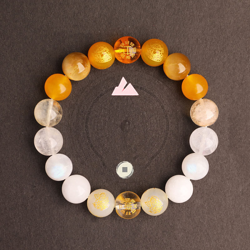 Wear FengShui Five Elements Various Agate Crystal South Red Agate Strawberry Quartz Sun Stone Citrine Luck Bracelet