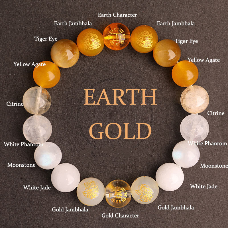 Wear FengShui Five Elements Various Agate Crystal South Red Agate Strawberry Quartz Sun Stone Citrine Luck Bracelet