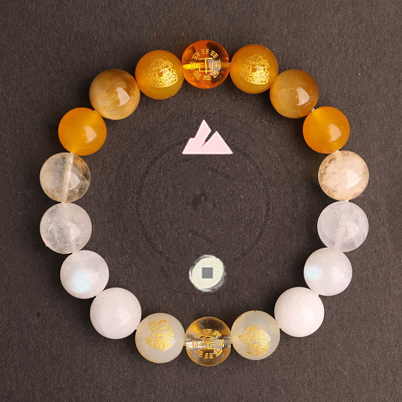 Wear FengShui Five Elements Various Agate Crystal South Red Agate Strawberry Quartz Sun Stone Citrine Luck Bracelet