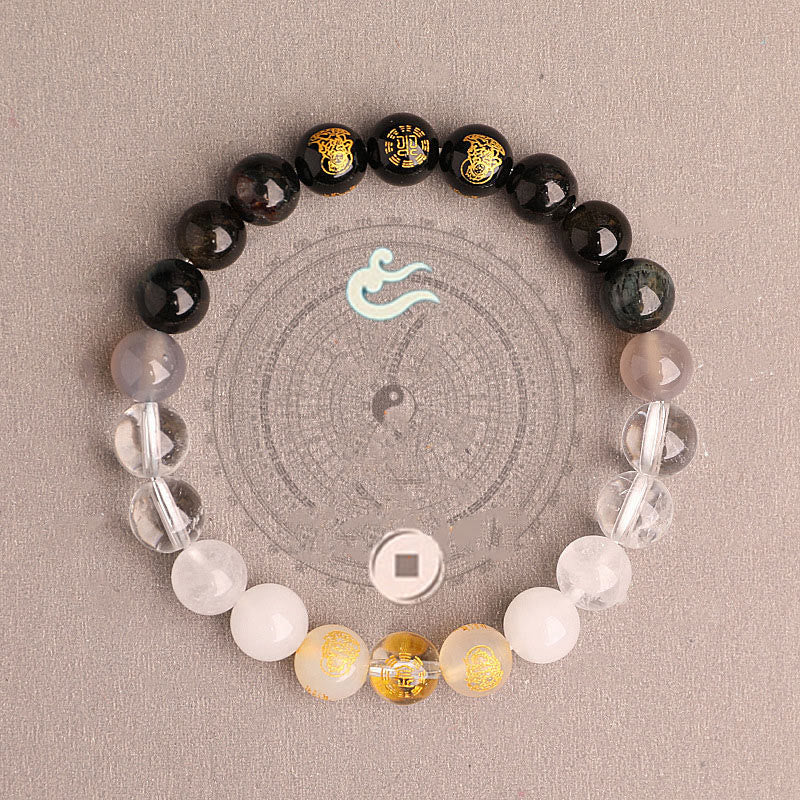 Wear FengShui Five Elements Various Agate Crystal South Red Agate Strawberry Quartz Sun Stone Citrine Luck Bracelet