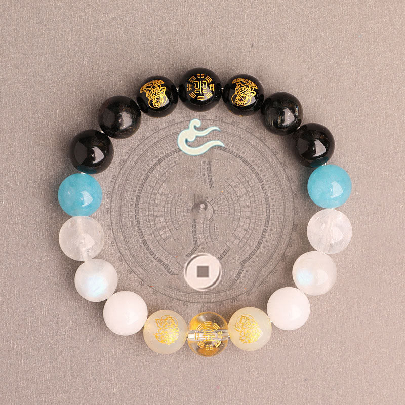 Wear FengShui Five Elements Various Agate Crystal South Red Agate Strawberry Quartz Sun Stone Citrine Luck Bracelet