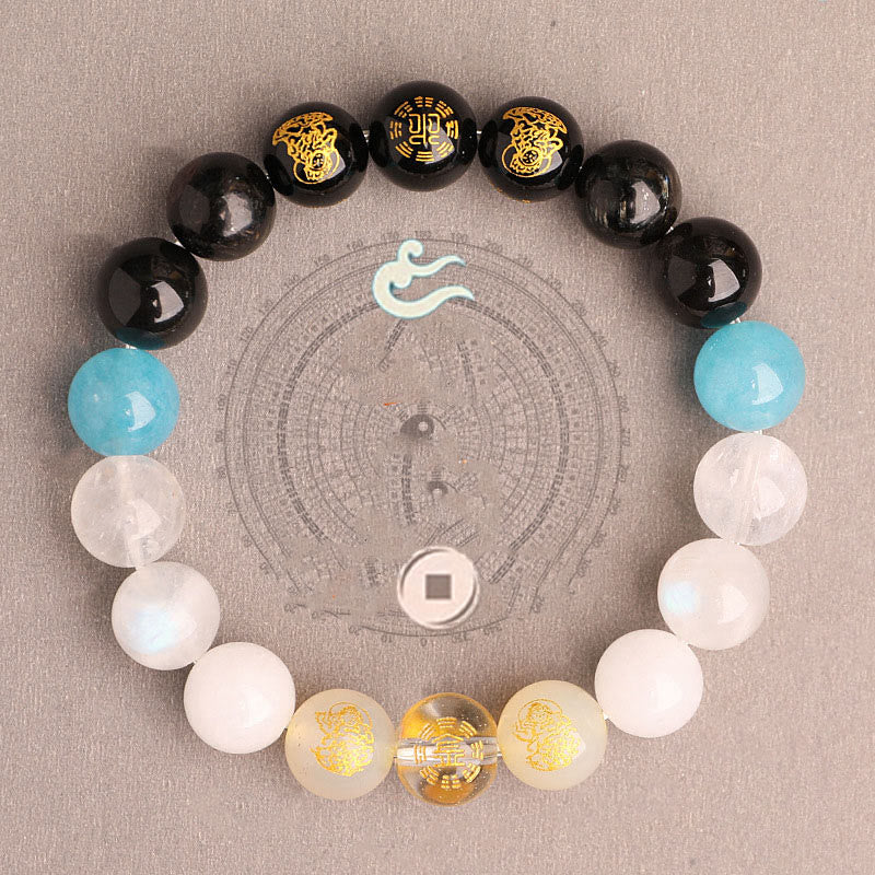 Wear FengShui Five Elements Various Agate Crystal South Red Agate Strawberry Quartz Sun Stone Citrine Luck Bracelet