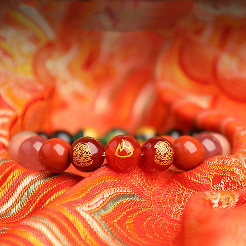 Wear FengShui Five Elements Various Agate Crystal South Red Agate Strawberry Quartz Sun Stone Citrine Luck Bracelet