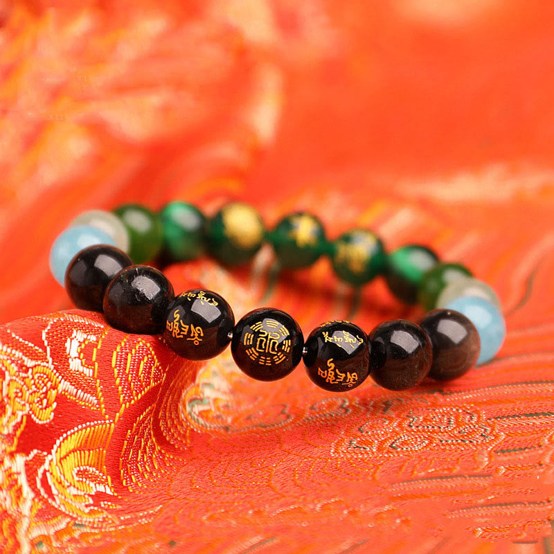 Wear FengShui Five Elements Various Agate Crystal South Red Agate Strawberry Quartz Sun Stone Citrine Luck Bracelet
