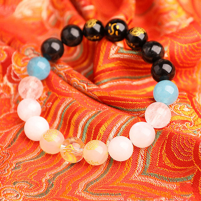 Wear FengShui Five Elements Various Agate Crystal South Red Agate Strawberry Quartz Sun Stone Citrine Luck Bracelet