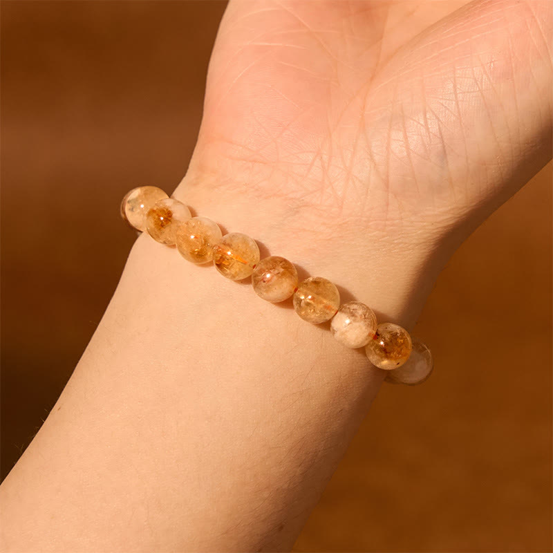 Wear FengShui Natural Citrine Snowflake Crystal Prosperity Bracelet