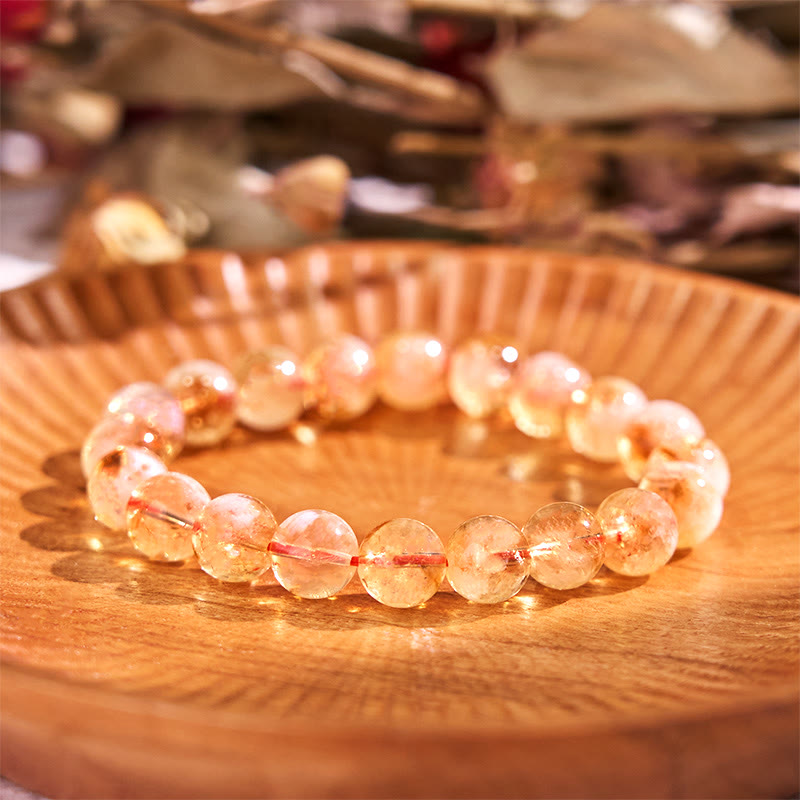 Wear FengShui Natural Citrine Snowflake Crystal Prosperity Bracelet
