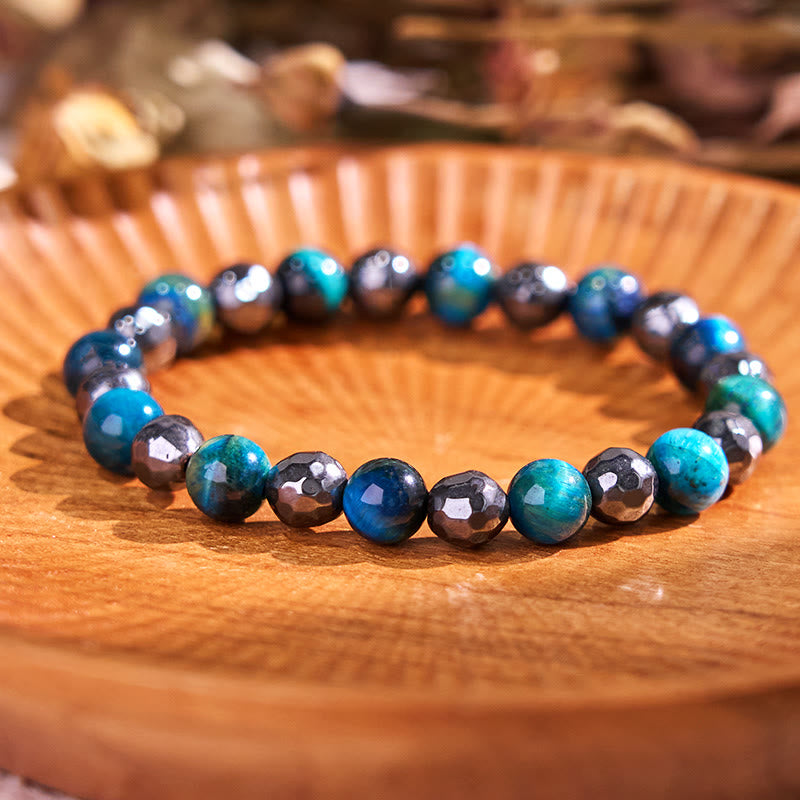 Wear FengShui 2Pcs Hematite Tiger Eye Blue Tiger Eye Powerful Bracelet Set