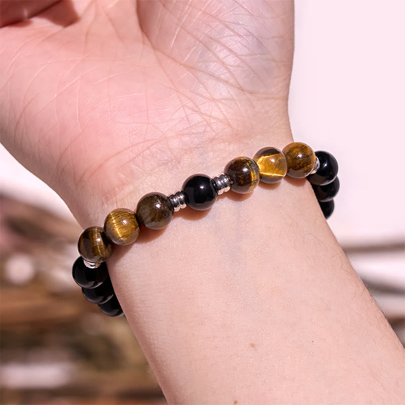 Wear FengShui 2Pcs Hematite Tiger Eye Blue Tiger Eye Powerful Bracelet Set