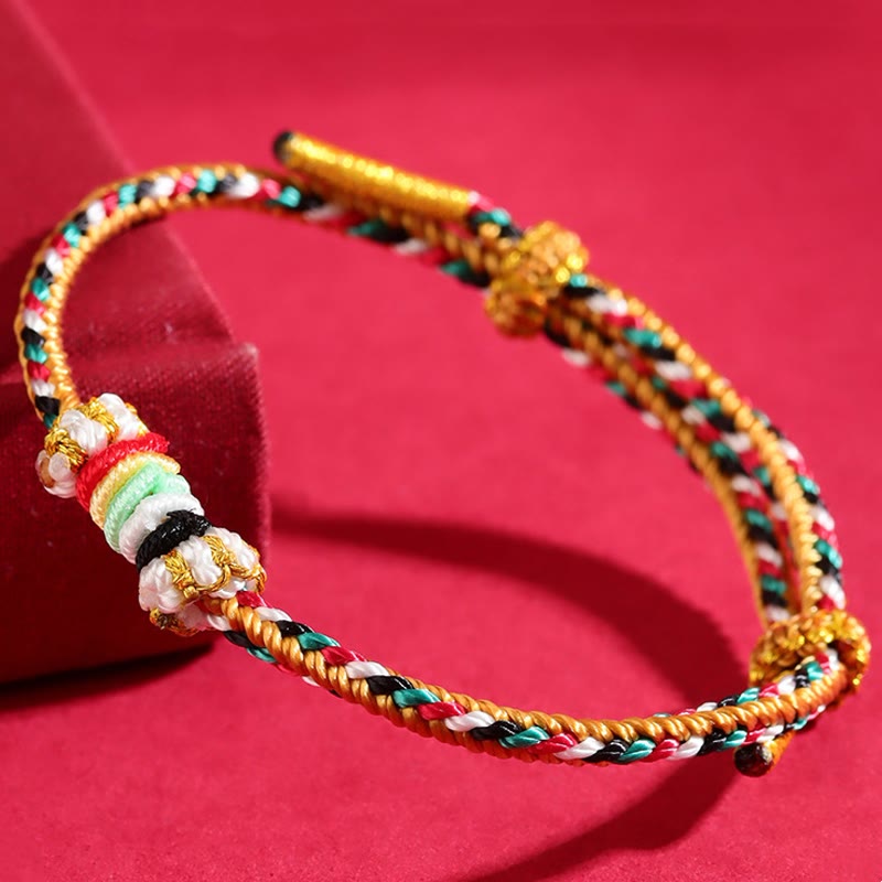 Wear FengShui Five Elements Colorful String Completeness Knot Reef Knot Braid Luck Bracelet