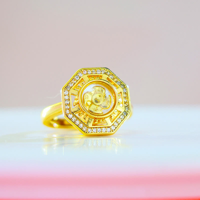 Wear FengShui Gold Plated Copper Windmill Feng Sheng Shui Qi Luck Wealth Adjustable Ring