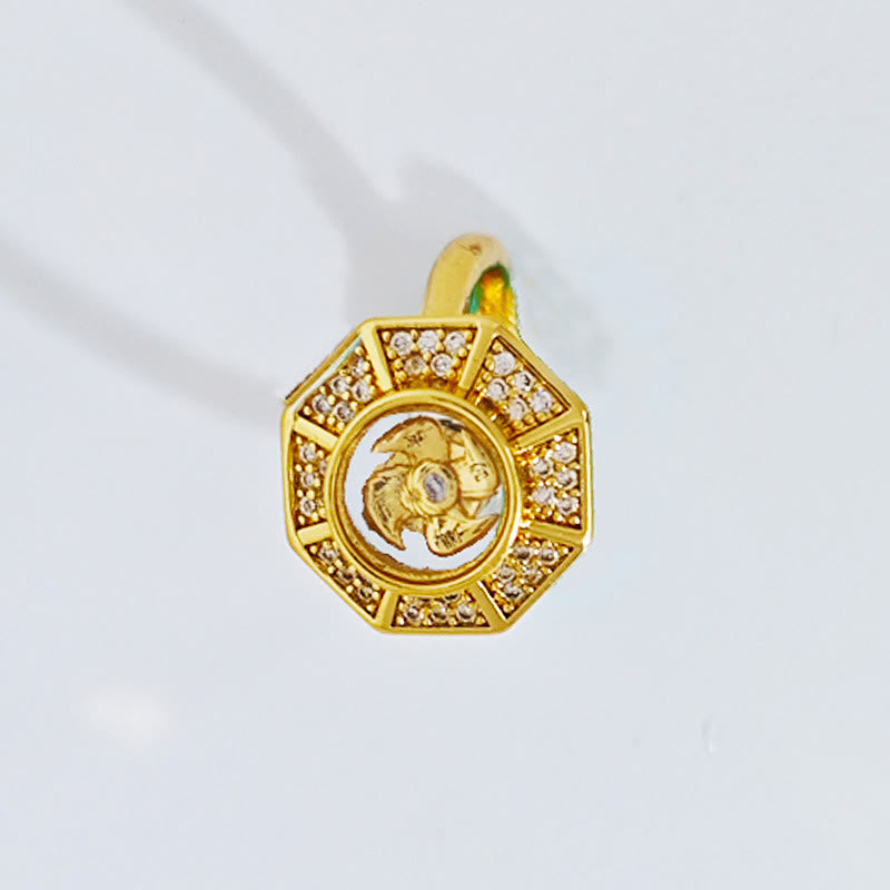 Wear FengShui Gold Plated Copper Windmill Feng Sheng Shui Qi Luck Wealth Adjustable Ring