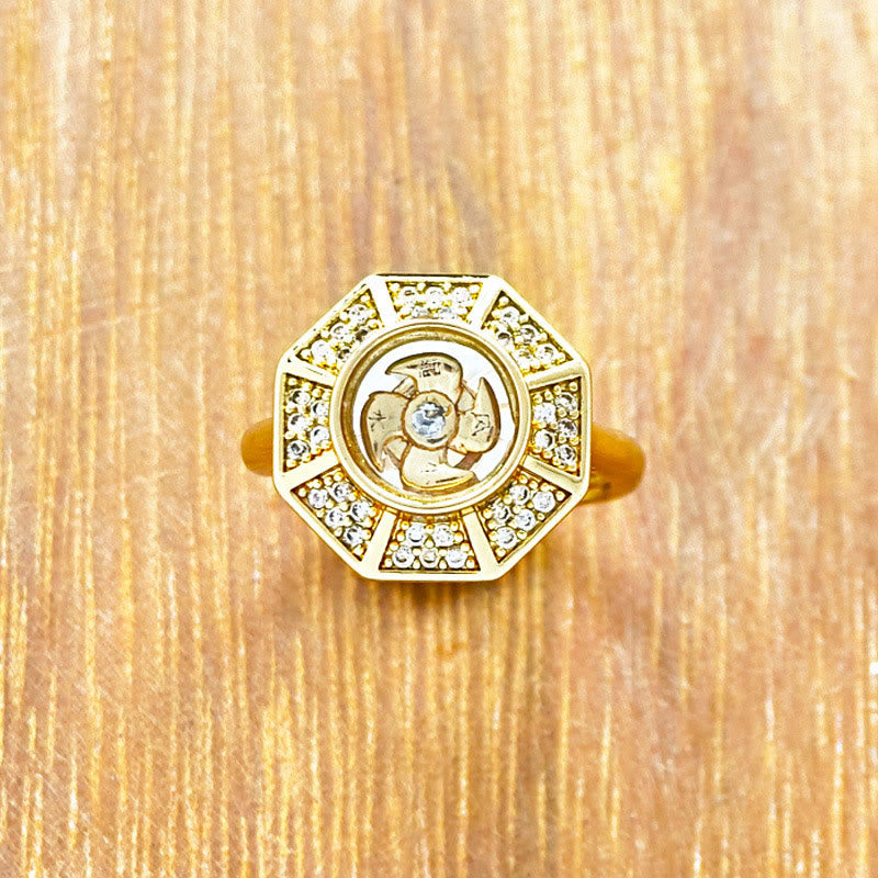 Wear FengShui Gold Plated Copper Windmill Feng Sheng Shui Qi Luck Wealth Adjustable Ring