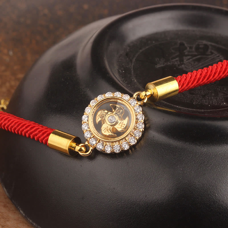 Wear FengShui Red String Copper Brass Rotatable Windmill Feng Sheng Shui Qi Protection Braided Bracelet