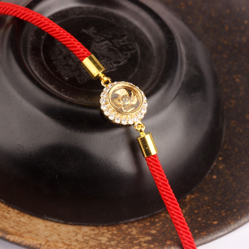 Wear FengShui Red String Copper Brass Rotatable Windmill Feng Sheng Shui Qi Protection Braided Bracelet