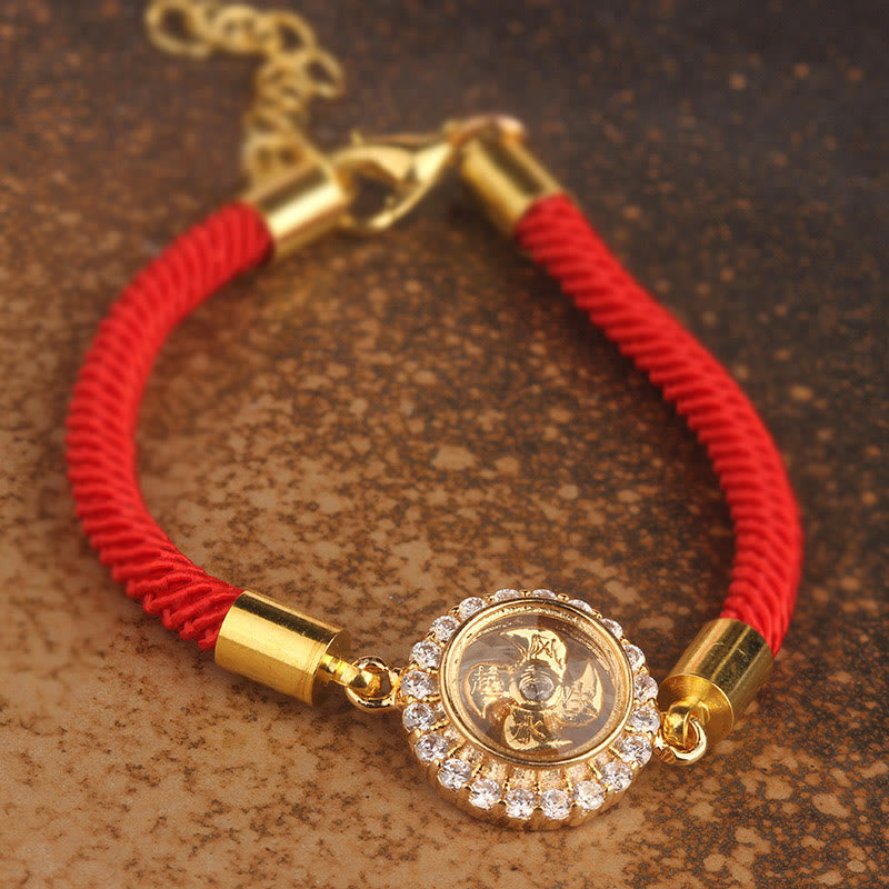 Wear FengShui Red String Copper Brass Rotatable Windmill Feng Sheng Shui Qi Protection Braided Bracelet