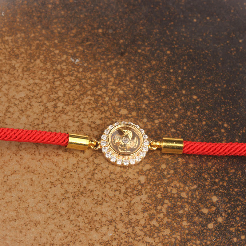 Wear FengShui Red String Copper Brass Rotatable Windmill Feng Sheng Shui Qi Protection Braided Bracelet