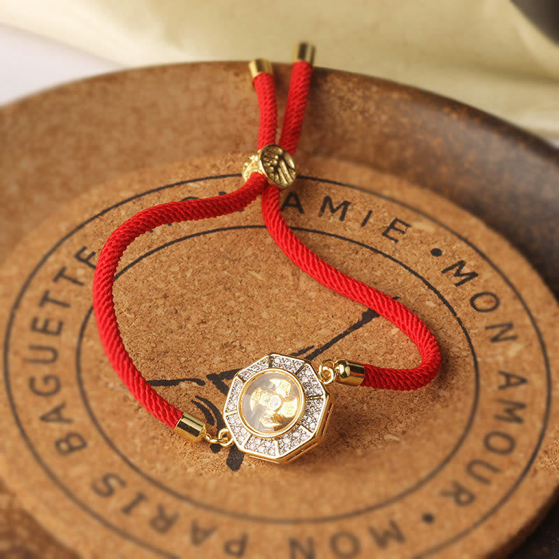 Wear FengShui Copper Brass Rotatable Windmill Feng Sheng Shui Qi Red String Faith Braided Bracelet