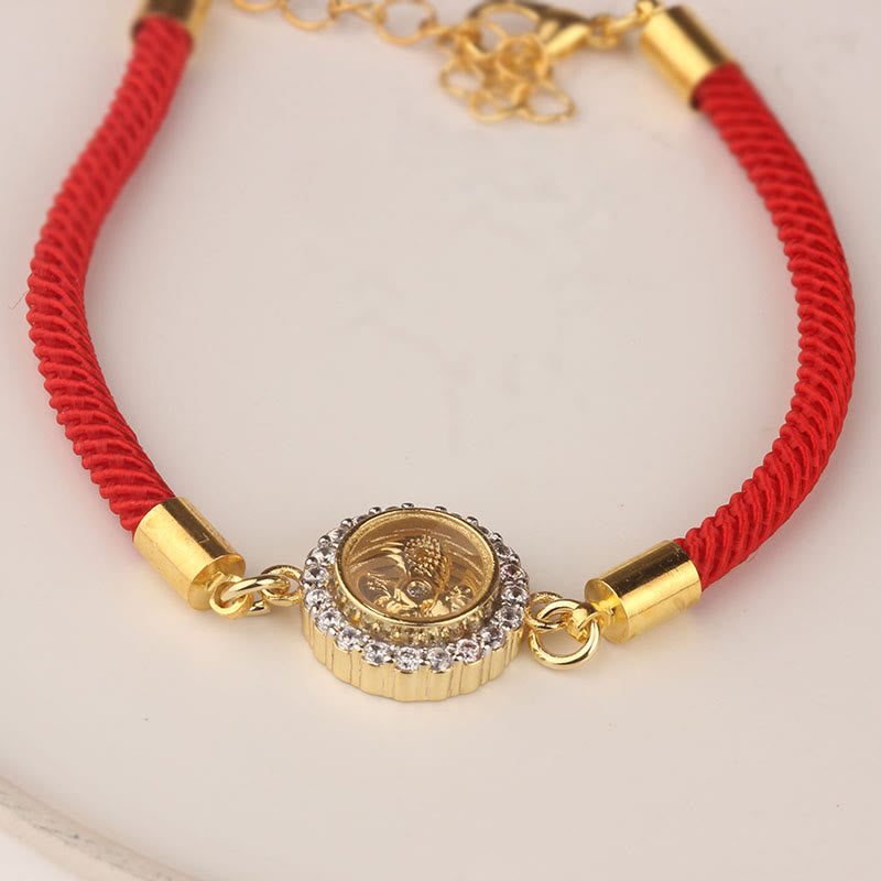Wear FengShui Red String Copper Brass Rotatable Windmill Feng Sheng Shui Qi Protection Braided Bracelet