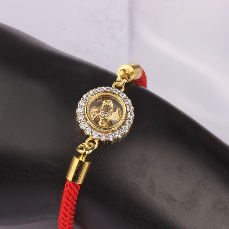 Wear FengShui Red String Copper Brass Rotatable Windmill Feng Sheng Shui Qi Protection Braided Bracelet