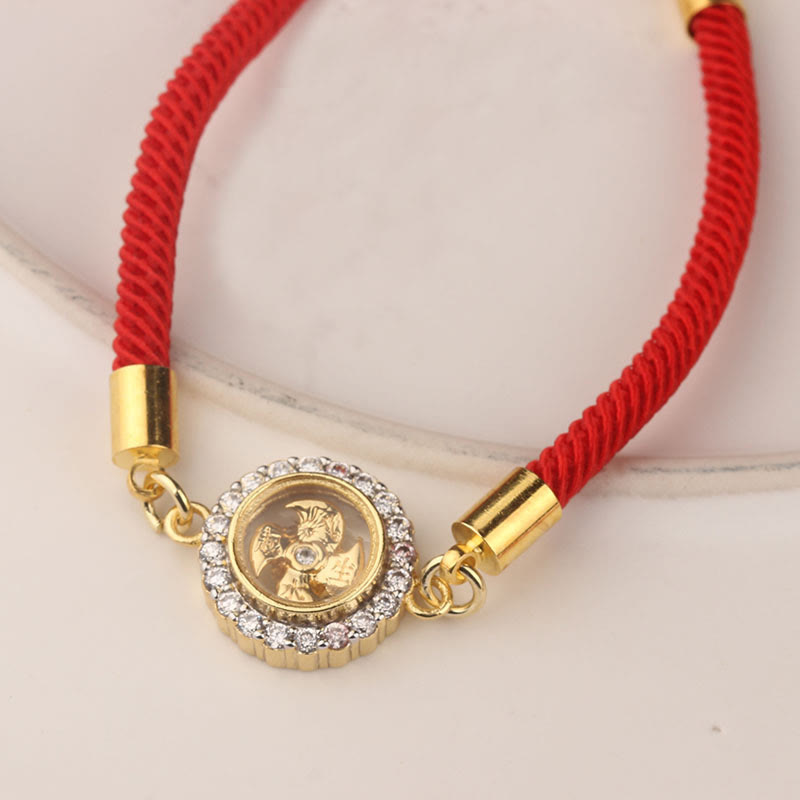 Wear FengShui Red String Copper Brass Rotatable Windmill Feng Sheng Shui Qi Protection Braided Bracelet