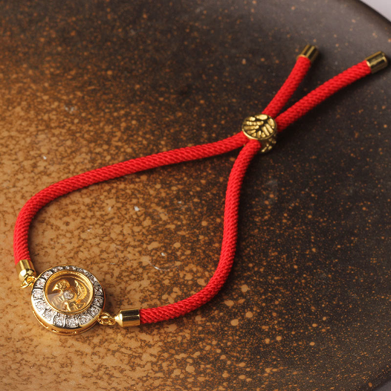 Wear FengShui Copper Brass Feng Sheng Shui Qi Rotatable Windmill  Red String Faith Braided Bracelet